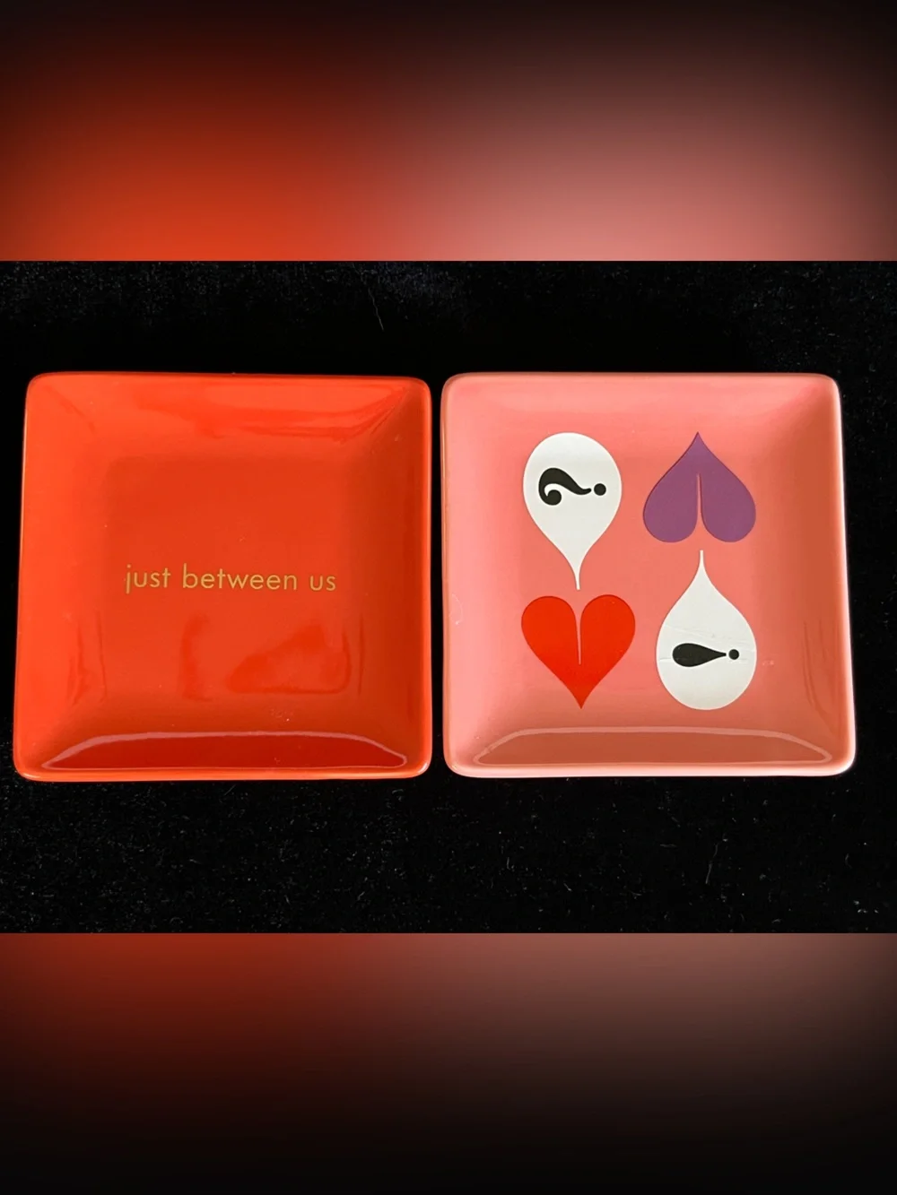 KATE SPADE Sweet Talk Just Between Us Set of 2 Trinket Dishes Jewelry Trays